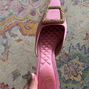 Sam Edelman Chic Pink Satin Heels with Gold Buckle NEW!!!